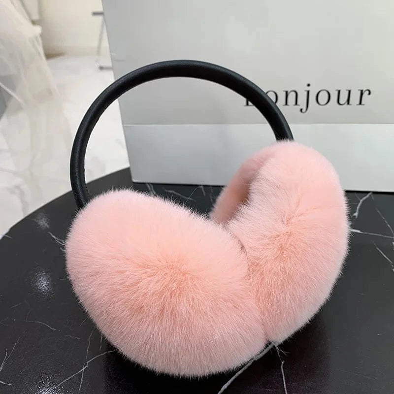 Rex Rabbit Fur Earmuffs Women Winter - ShalayeFashion