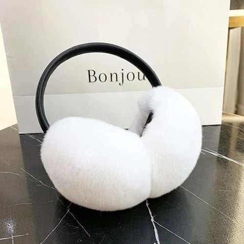 Rex Rabbit Fur Earmuffs Women Winter - ShalayeFashion