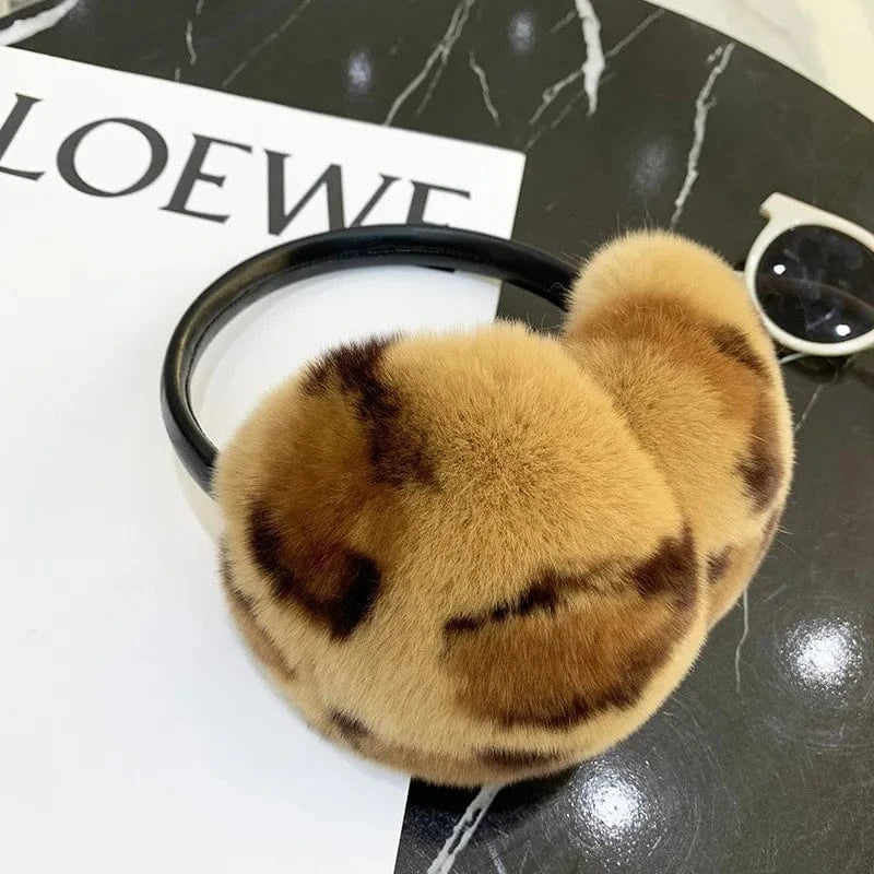Rex Rabbit Fur Earmuffs Women Winter - ShalayeFashion