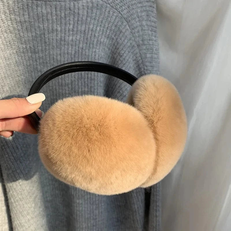 Rex Rabbit Fur Earmuffs Women Winter - ShalayeFashion