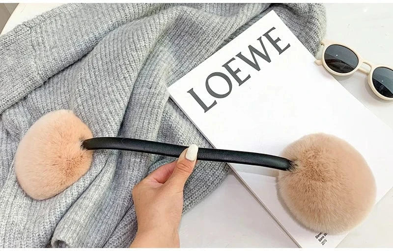 Rex Rabbit Fur Earmuffs Women Winter - ShalayeFashion