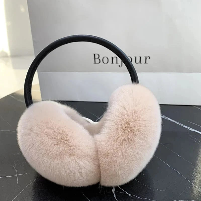 Rex Rabbit Fur Earmuffs Women Winter - ShalayeFashion