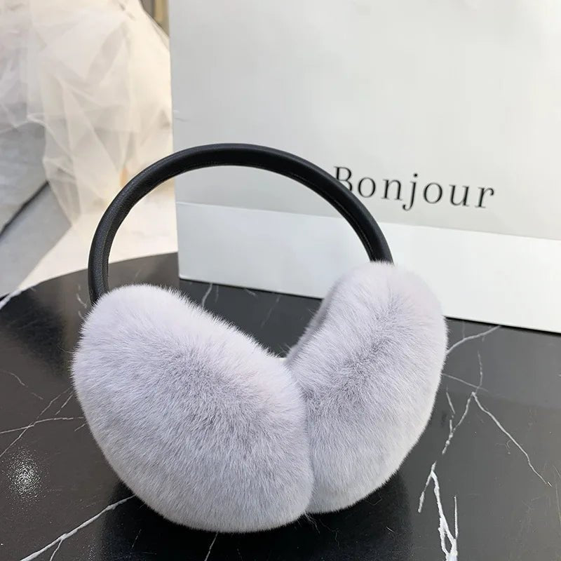 Rex Rabbit Fur Earmuffs Women Winter - ShalayeFashion