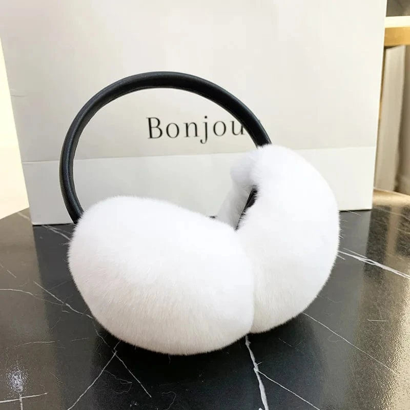 Rex Rabbit Fur Earmuffs Women Winter - ShalayeFashion