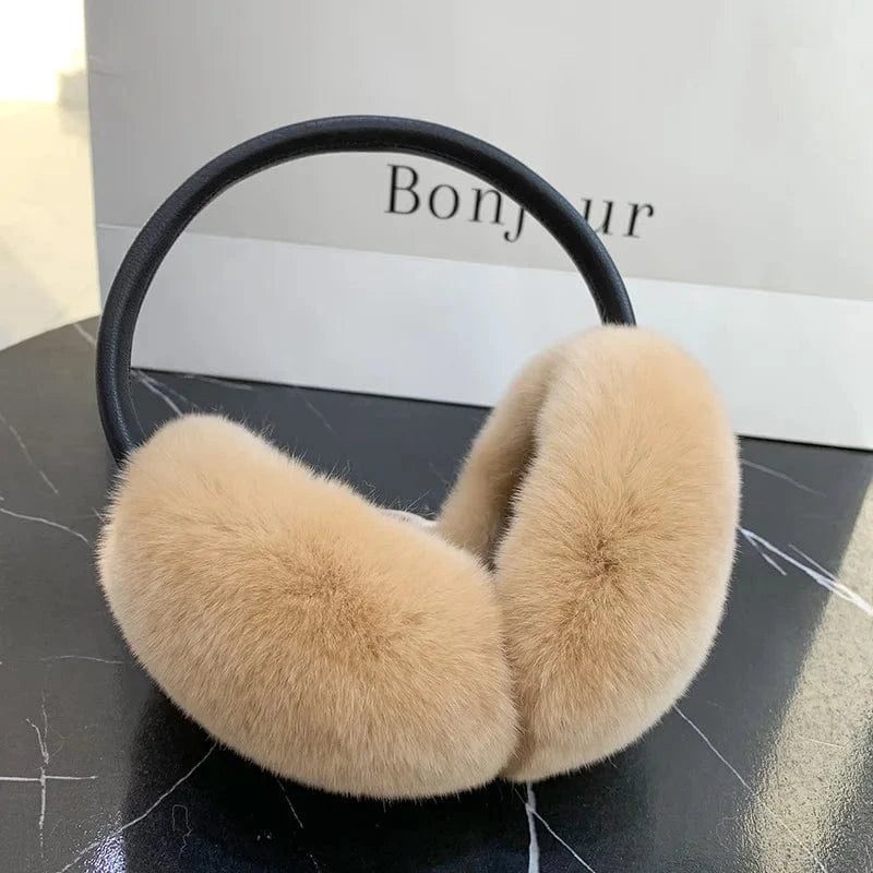 Rex Rabbit Fur Earmuffs Women Winter - ShalayeFashion