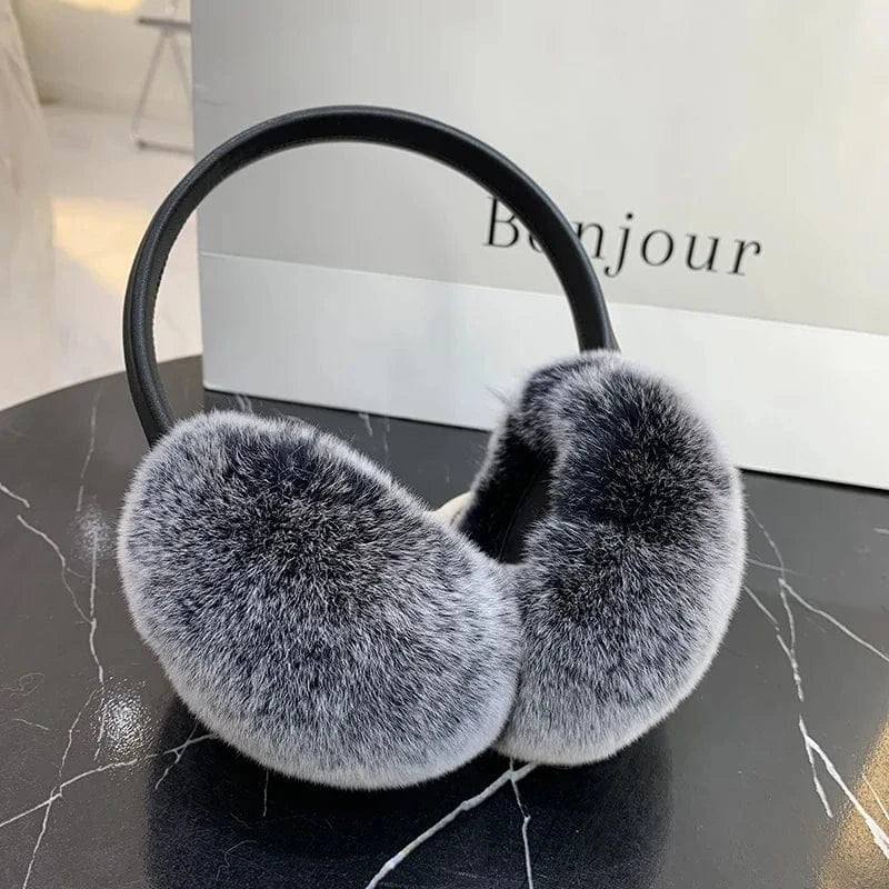 Rex Rabbit Fur Earmuffs Women Winter - ShalayeFashion