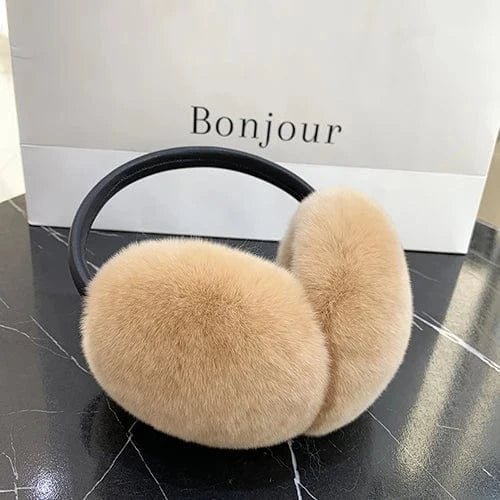Rex Rabbit Fur Earmuffs Women Winter - ShalayeFashion
