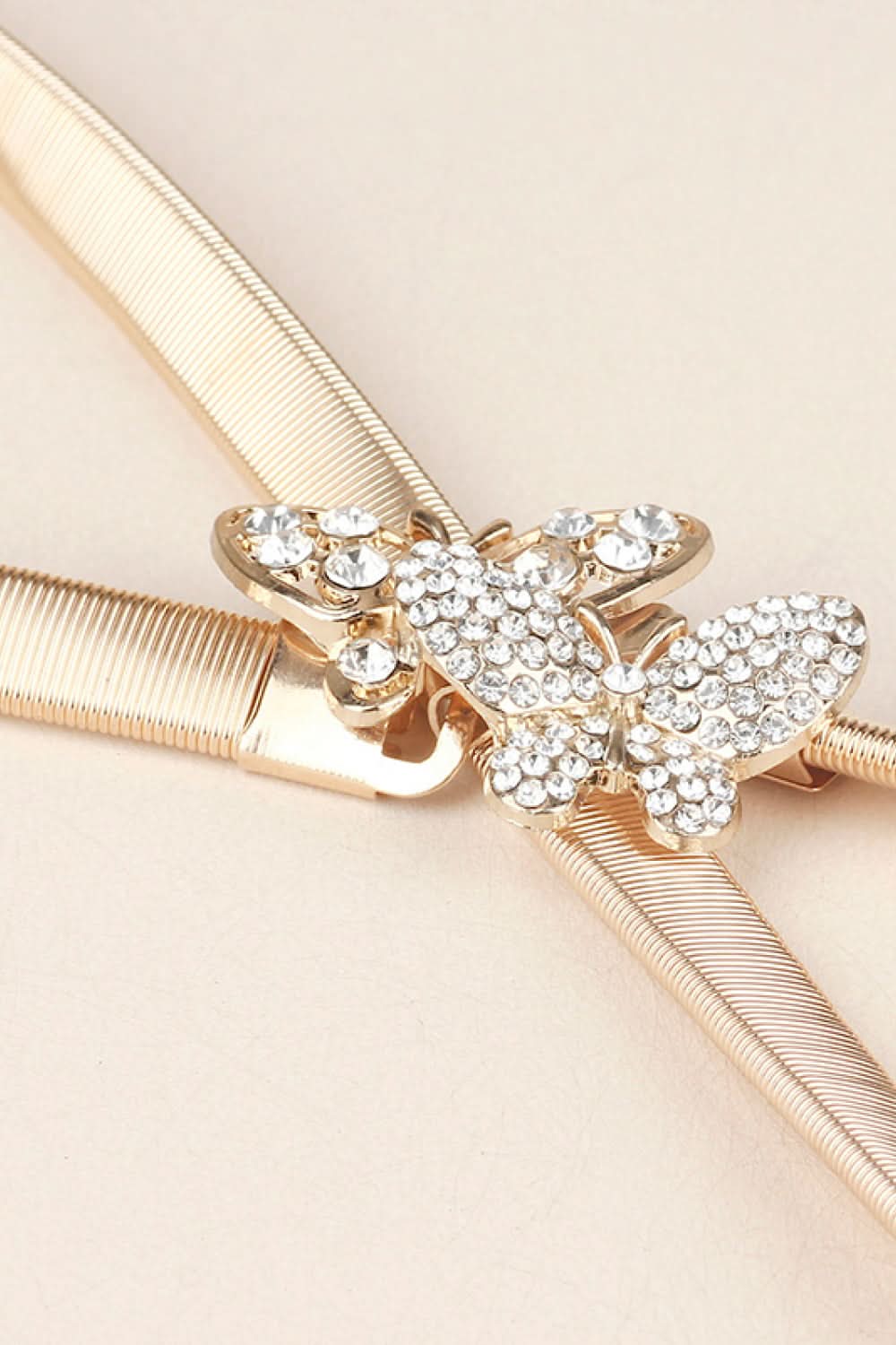Rhinestone Butterfly Elastic Metal Belt - ShalayeFashion