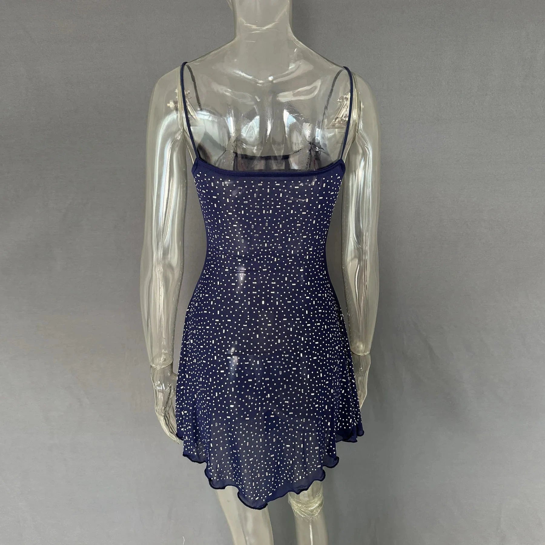 Rhinestone Decor Mini Cami Dress - ShalayeFashion