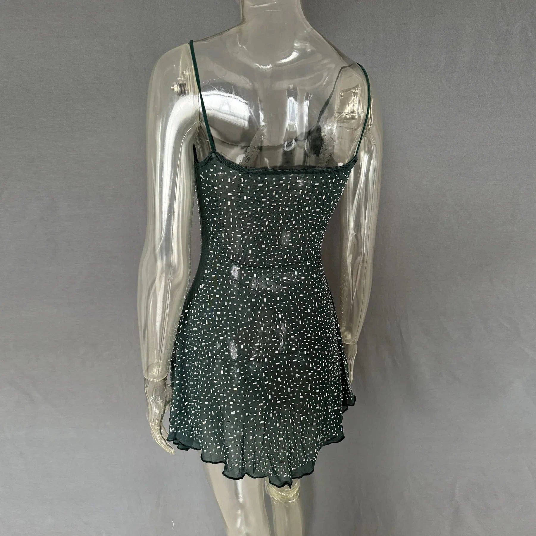 Rhinestone Decor Mini Cami Dress - ShalayeFashion