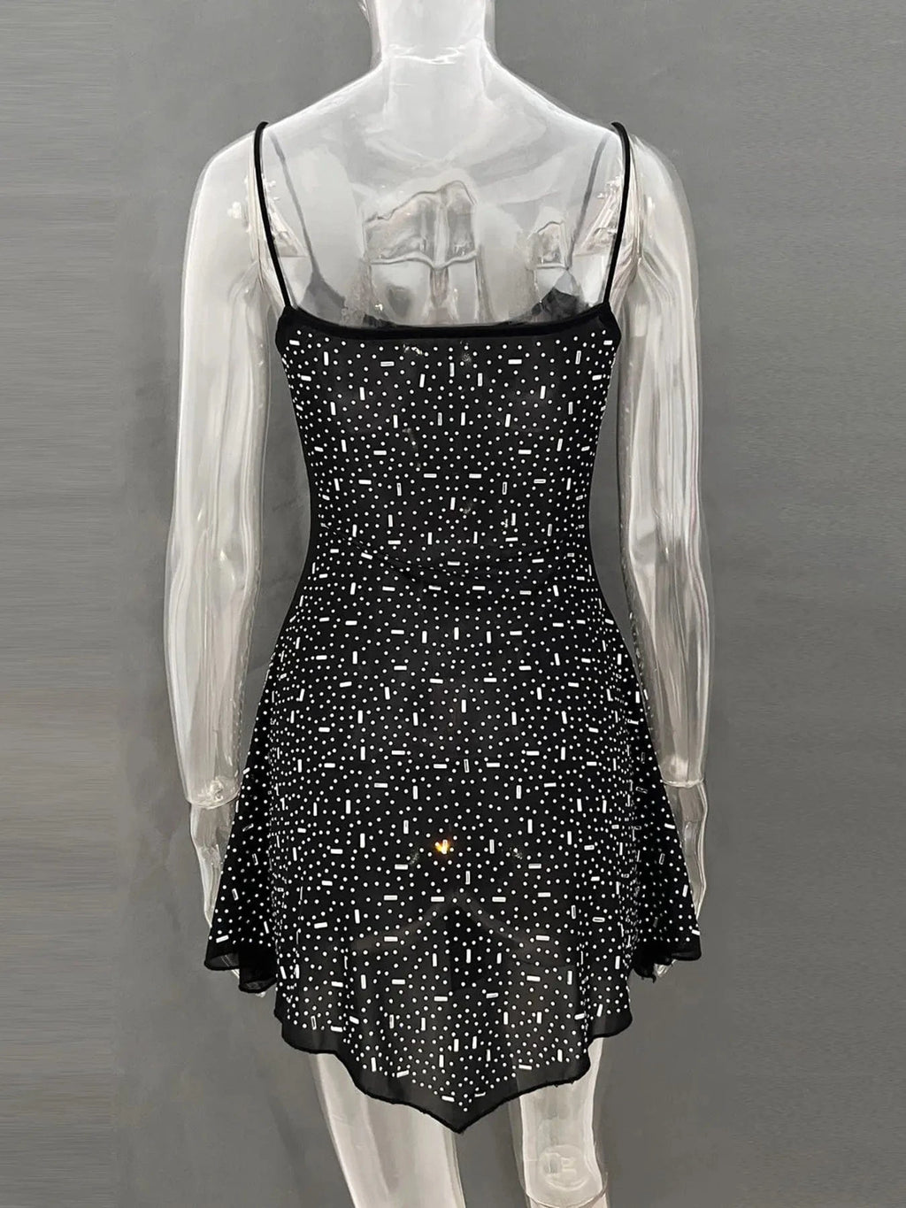 Rhinestone Decor Mini Cami Dress - ShalayeFashion