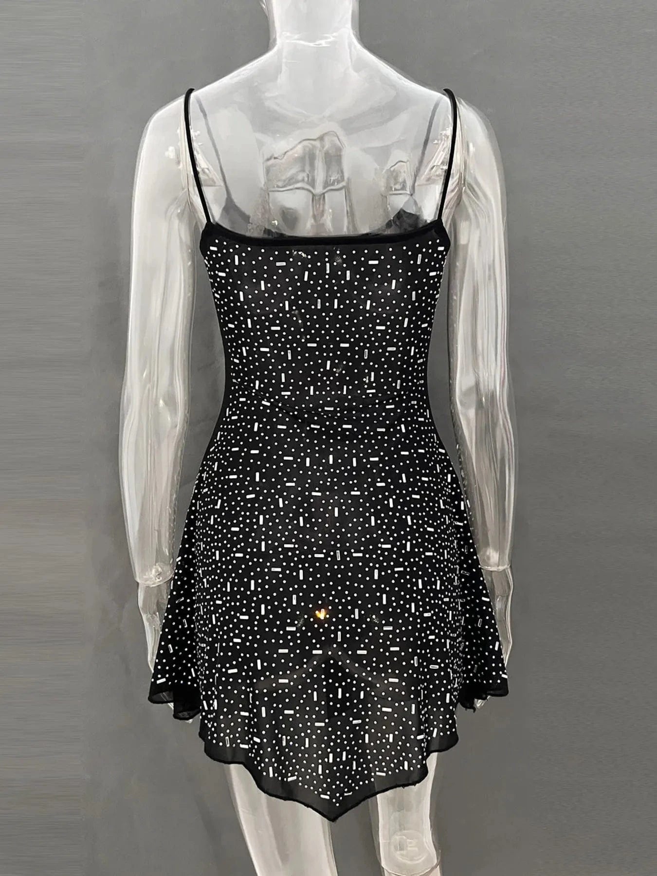Rhinestone Decor Mini Cami Dress - ShalayeFashion