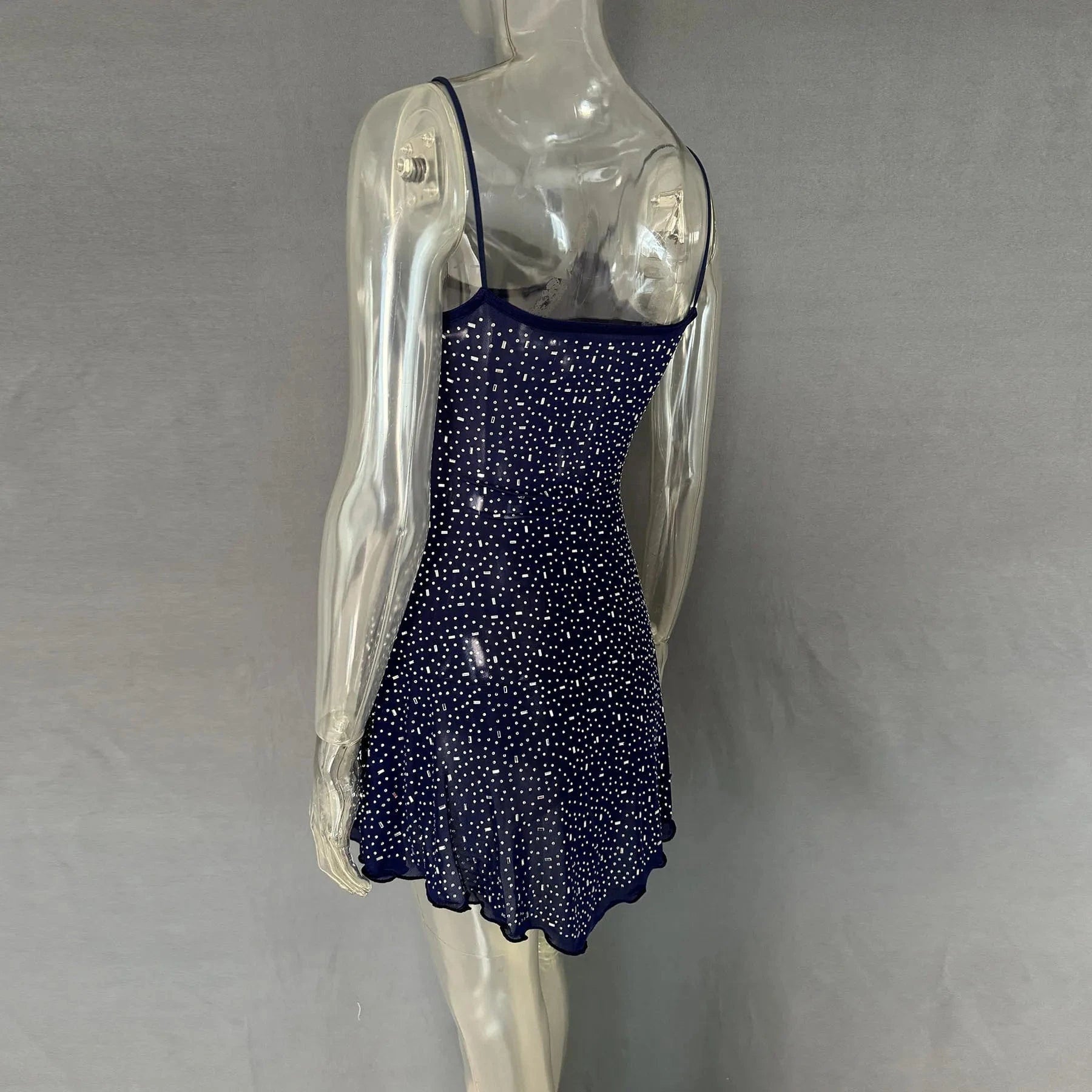 Rhinestone Decor Mini Cami Dress - ShalayeFashion