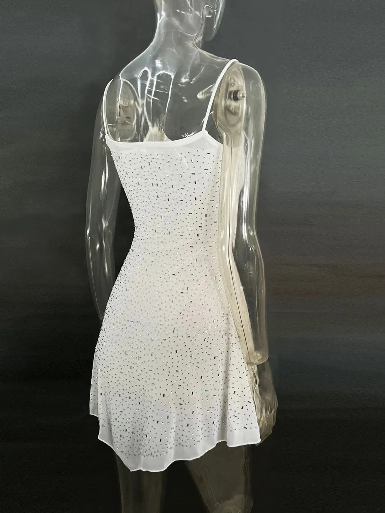Rhinestone Decor Mini Cami Dress - ShalayeFashion