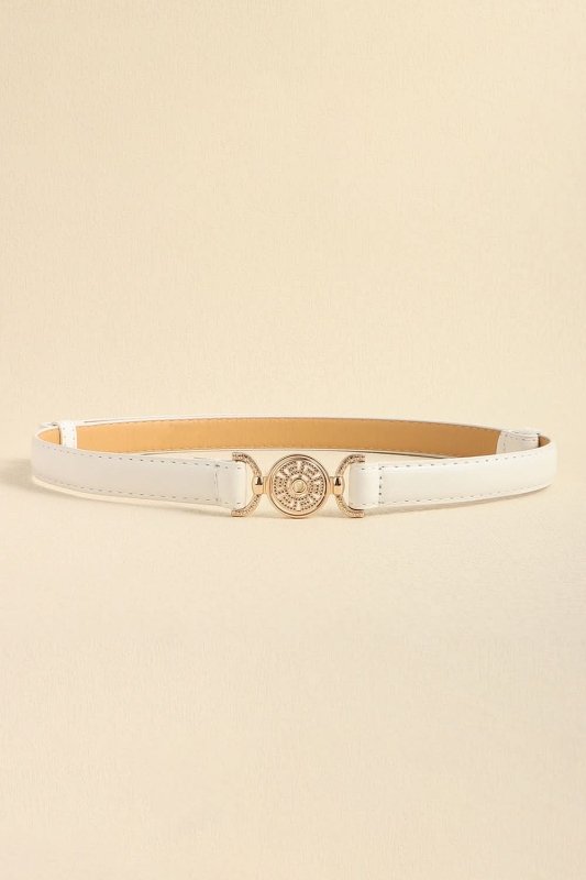 Rhinestone Decor PU Leather Belt - ShalayeFashion