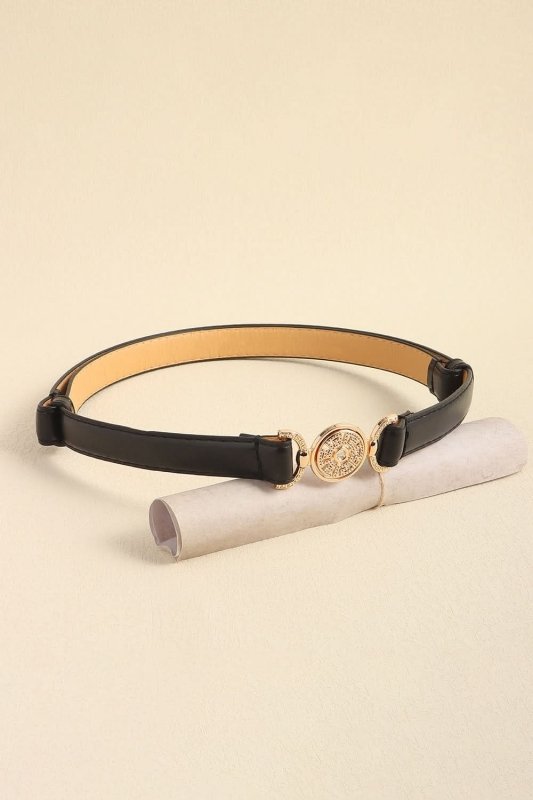 Rhinestone Decor PU Leather Belt - ShalayeFashion