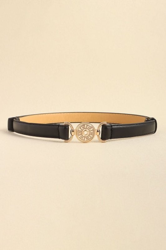 Rhinestone Decor PU Leather Belt - ShalayeFashion