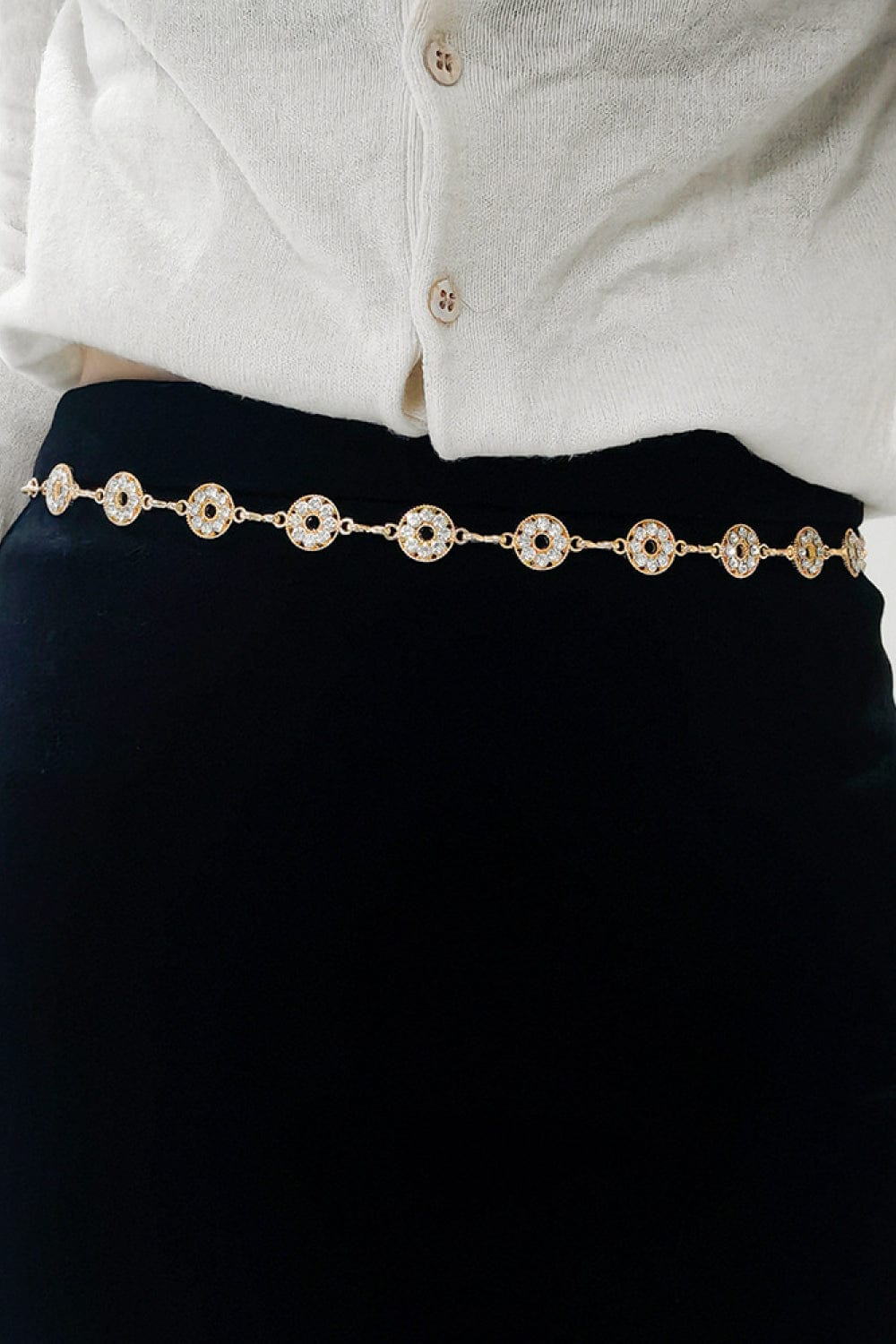 Rhinestone Decor Zinc Alloy Belt - ShalayeFashion