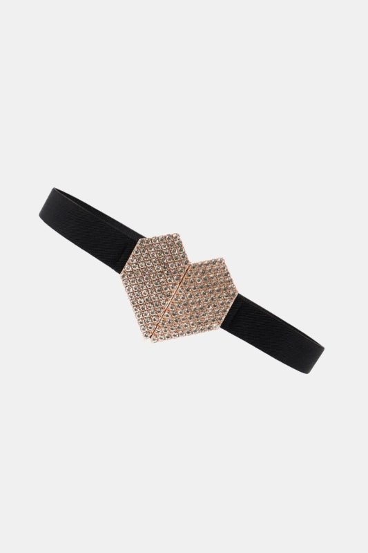 Rhinestone Heart Buckle Elastic Belt - ShalayeFashion