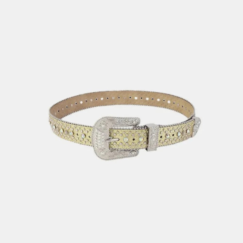 Rhinestone PU Leather Belt - ShalayeFashion