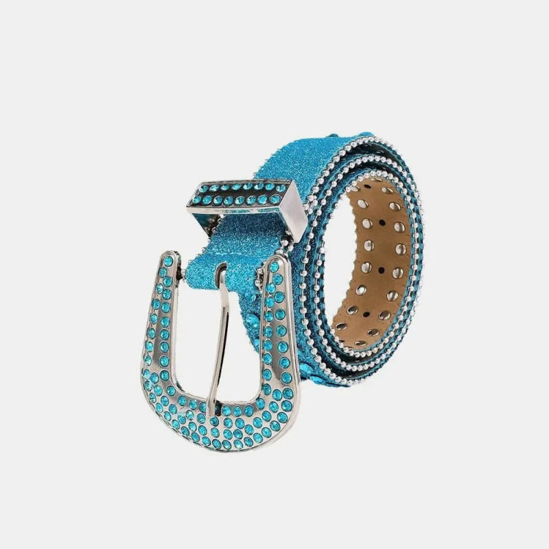 Rhinestone PU Leather Belt - ShalayeFashion