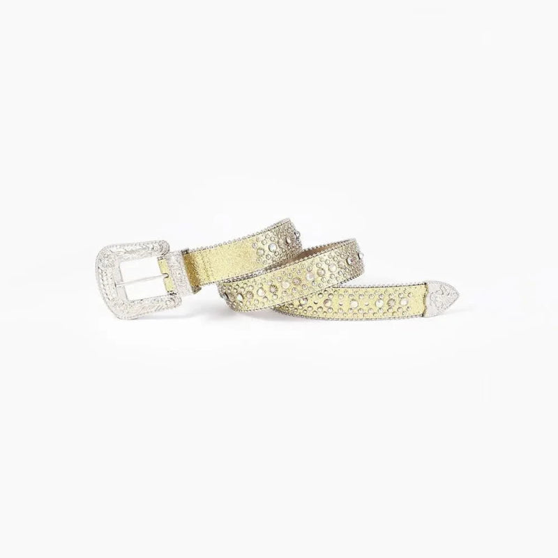 Rhinestone PU Leather Belt - ShalayeFashion