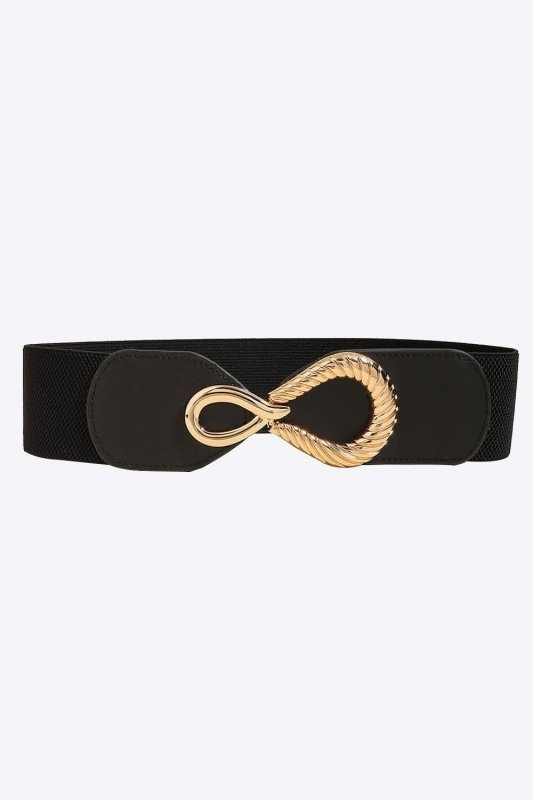 Ribbed Alloy Buckle Elastic Belt - ShalayeFashion