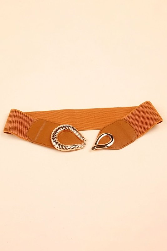 Ribbed Alloy Buckle Elastic Belt - ShalayeFashion