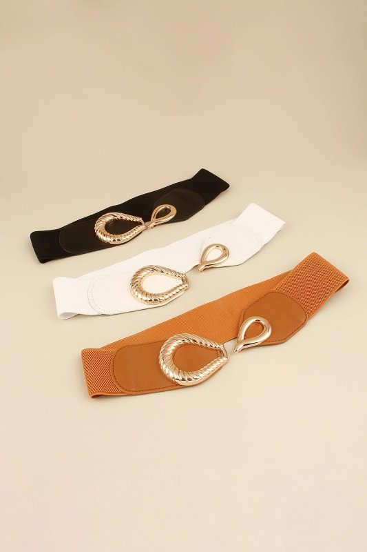 Ribbed Alloy Buckle Elastic Belt - ShalayeFashion