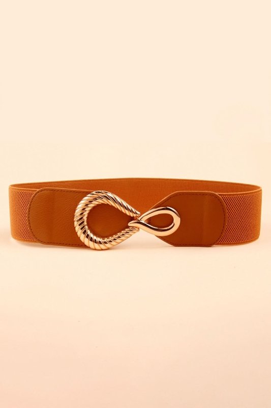 Ribbed Alloy Buckle Elastic Belt - ShalayeFashion