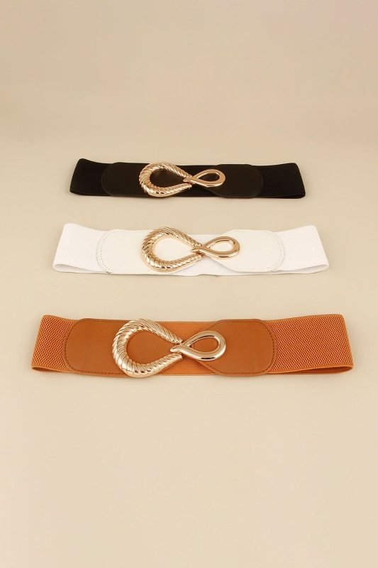 Ribbed Alloy Buckle Elastic Belt - ShalayeFashion