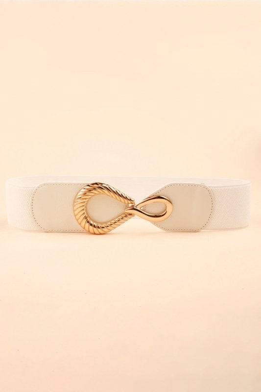 Ribbed Alloy Buckle Elastic Belt - ShalayeFashion