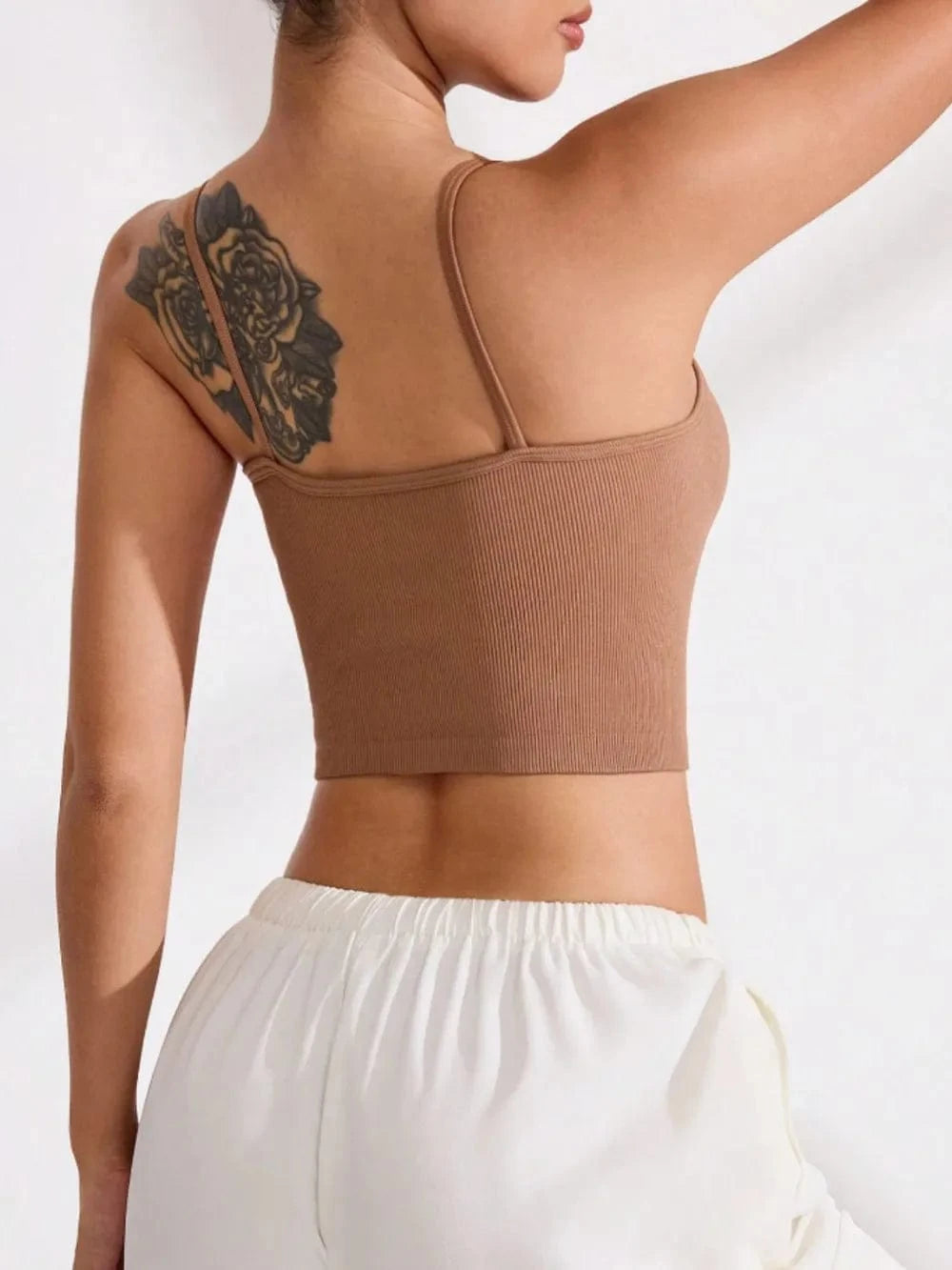 Ribbed Half Button Cropped Active Cami - ShalayeFashion