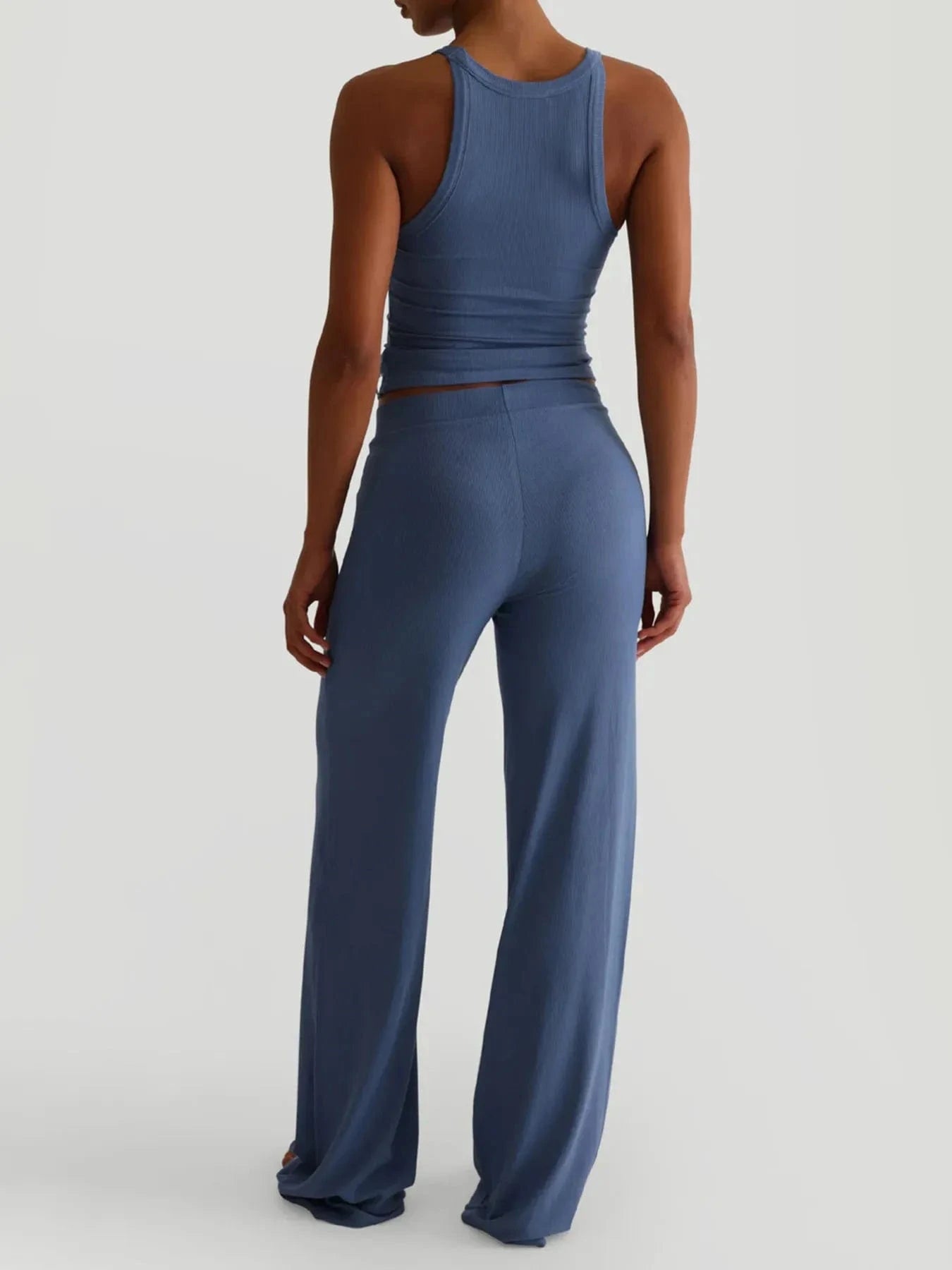 Ribbed Tank and High - Waisted Pants Active Set - ShalayeFashion