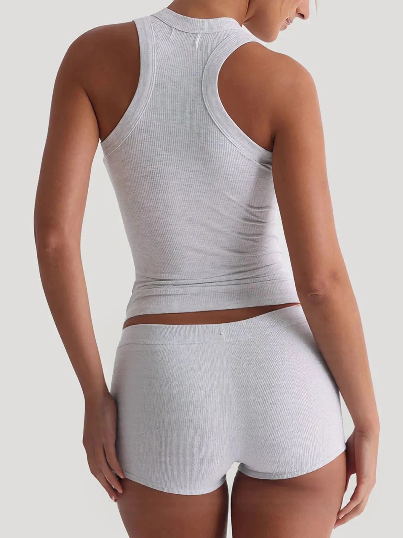 Ribbed Tank Top and Shorts Active Set - ShalayeFashion