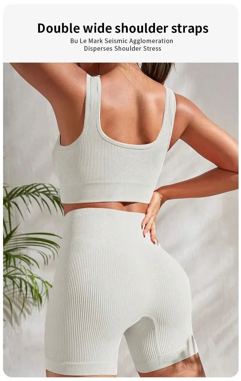 Ribbed Yoga Set Women 2 Pieces - ShalayeFashion