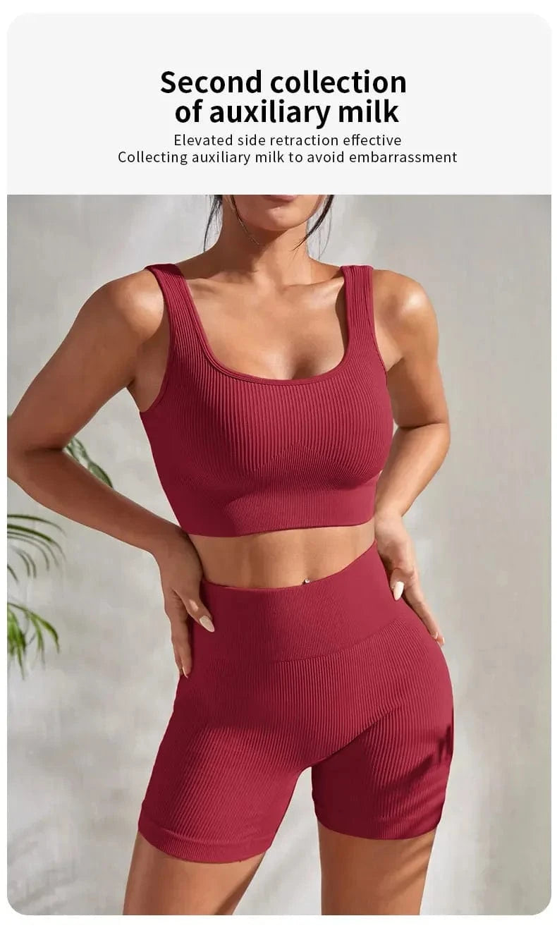 Ribbed Yoga Set Women 2 Pieces - ShalayeFashion