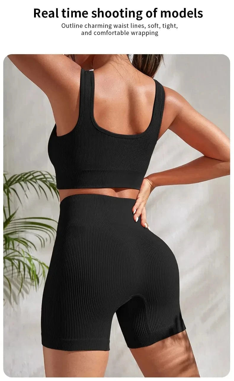 Ribbed Yoga Set Women 2 Pieces - ShalayeFashion