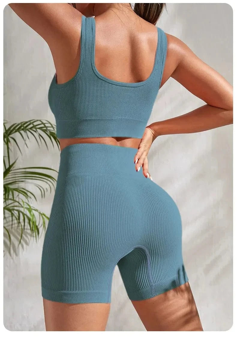 Ribbed Yoga Set Women 2 Pieces - ShalayeFashion