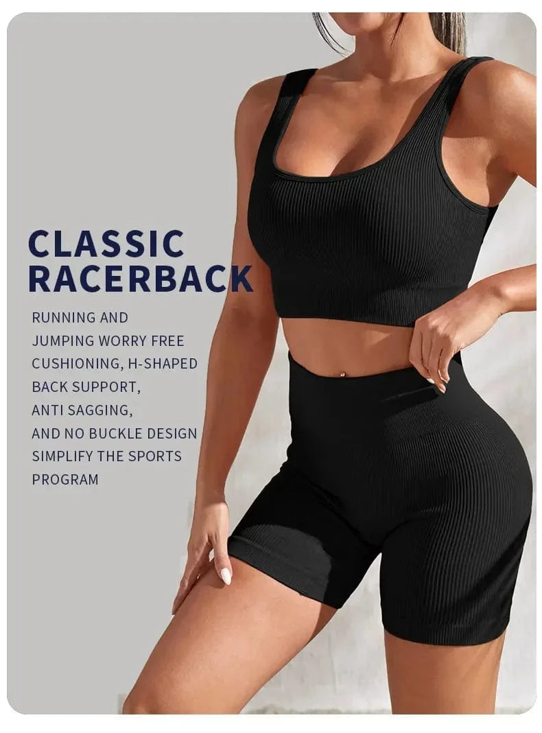 Ribbed Yoga Set Women 2 Pieces - ShalayeFashion