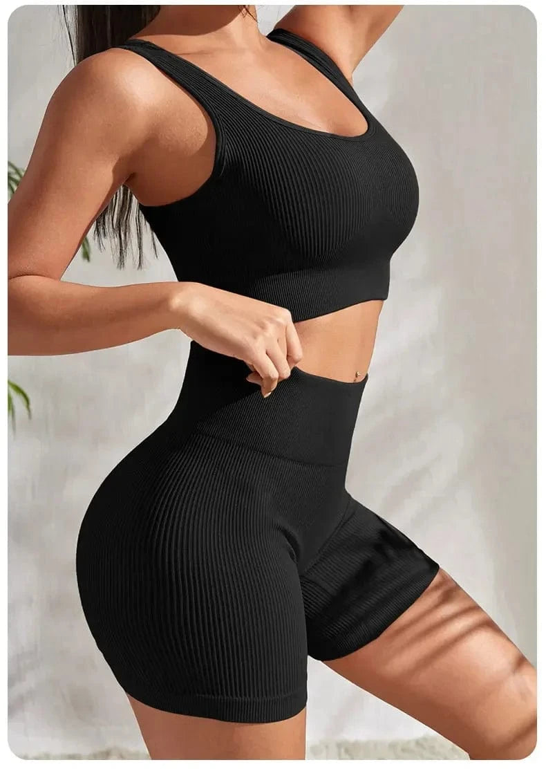 Ribbed Yoga Set Women 2 Pieces - ShalayeFashion
