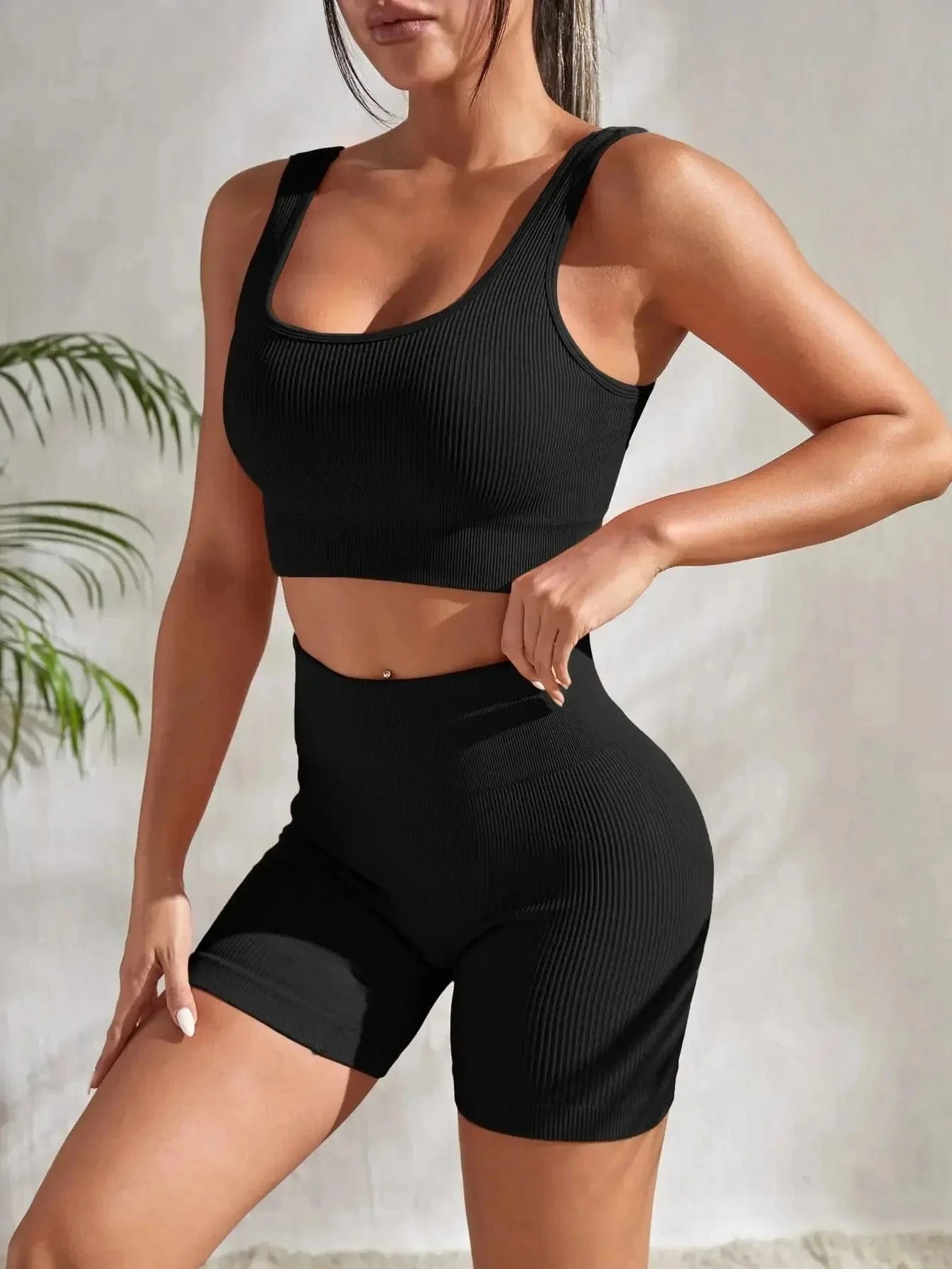 Ribbed Yoga Set Women 2 Pieces - ShalayeFashion