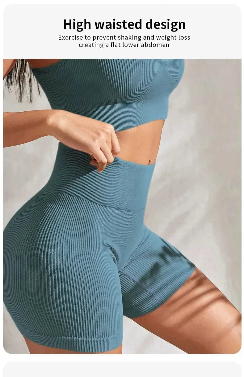 Ribbed Yoga Set Women 2 Pieces - ShalayeFashion