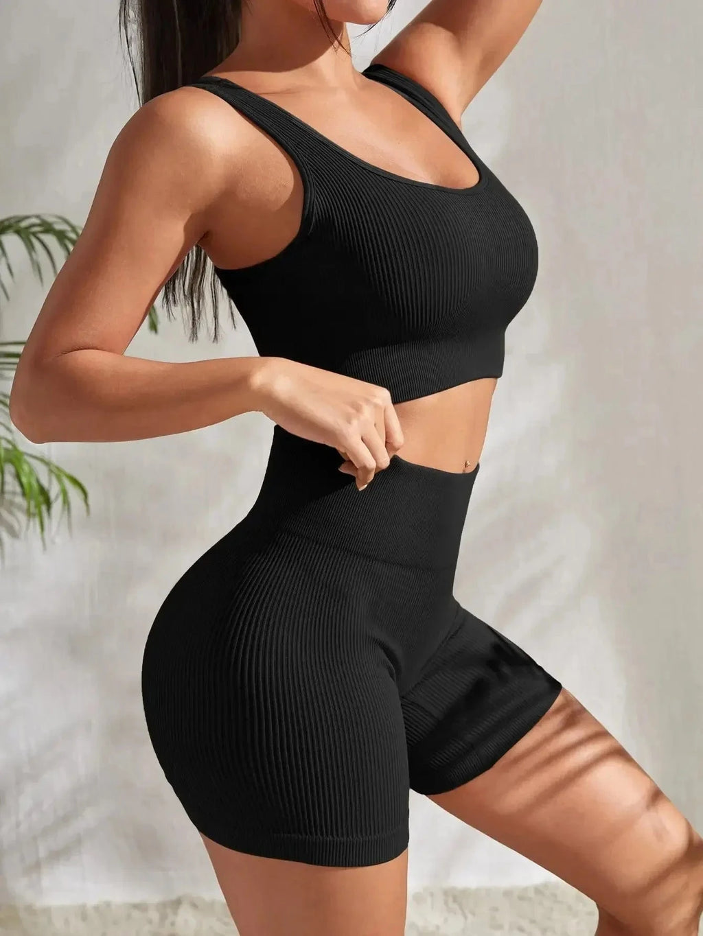 Ribbed Yoga Set Women 2 Pieces - ShalayeFashion