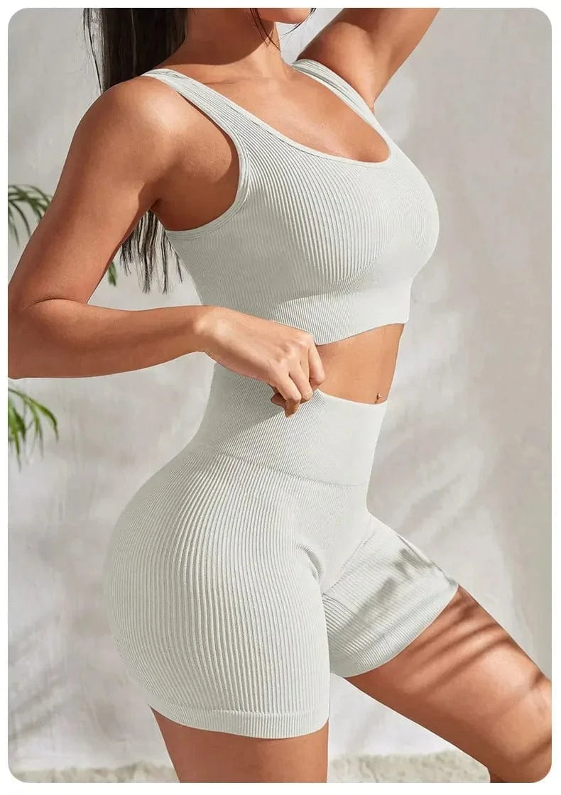Ribbed Yoga Set Women 2 Pieces - ShalayeFashion