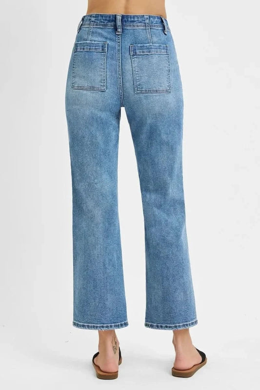 RISEN Full Size High Waisted Bootcut Cropped Jeans Plus Size - ShalayeFashion
