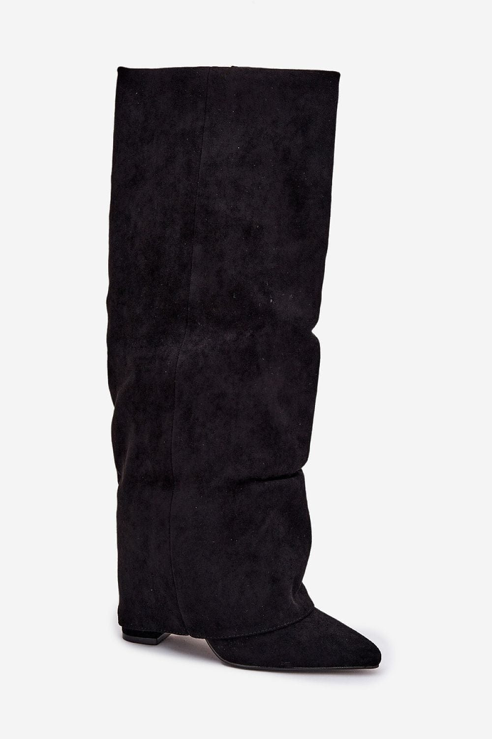 Rolled Shaft Heel Boots Women Pillar - ShalayeFashion