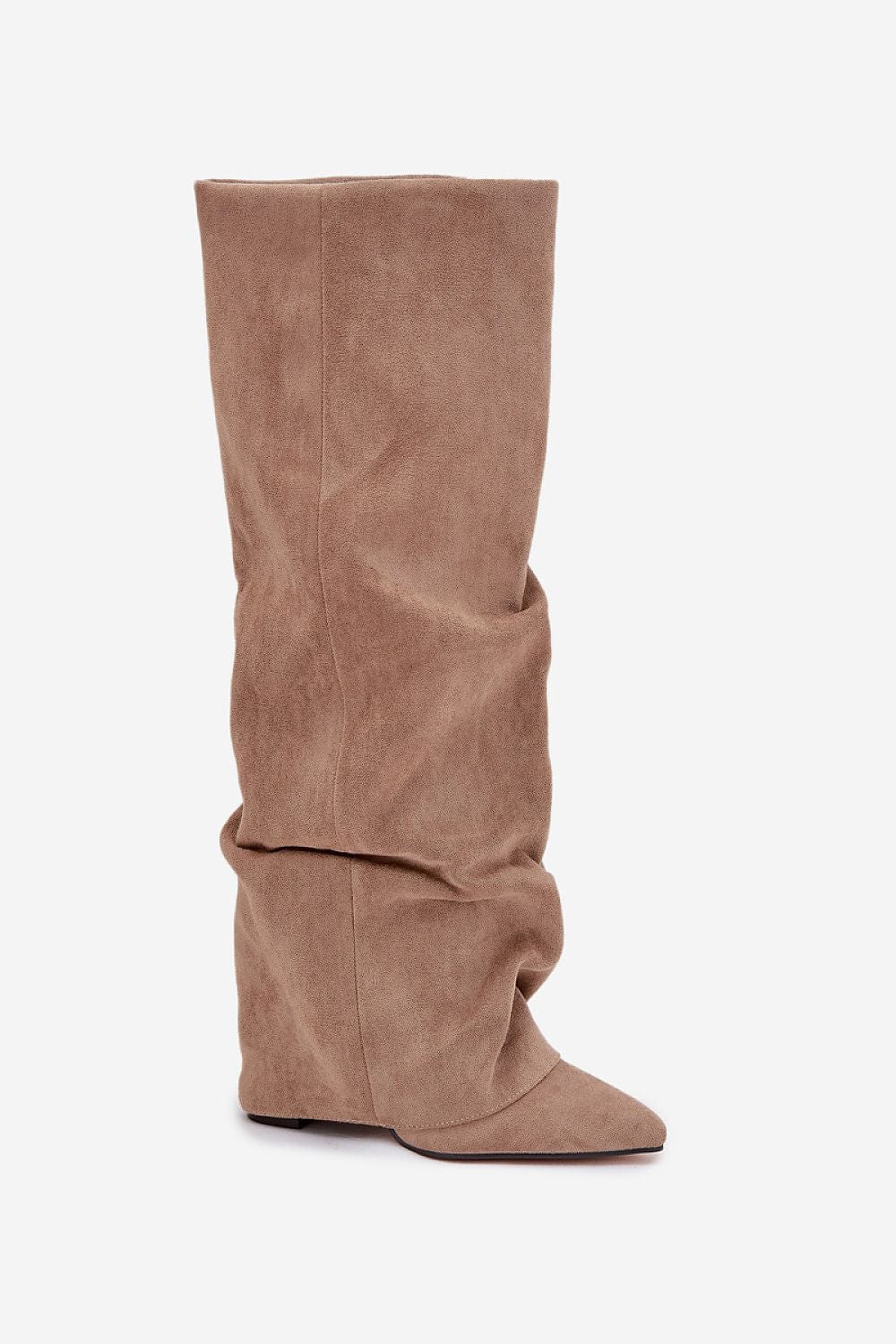 Rolled Shaft Heel Boots Women Pillar - ShalayeFashion