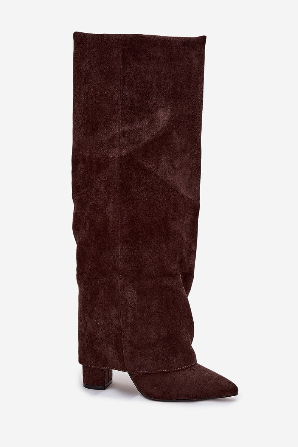 Rolled Shaft Heel Boots Women Pillar - ShalayeFashion