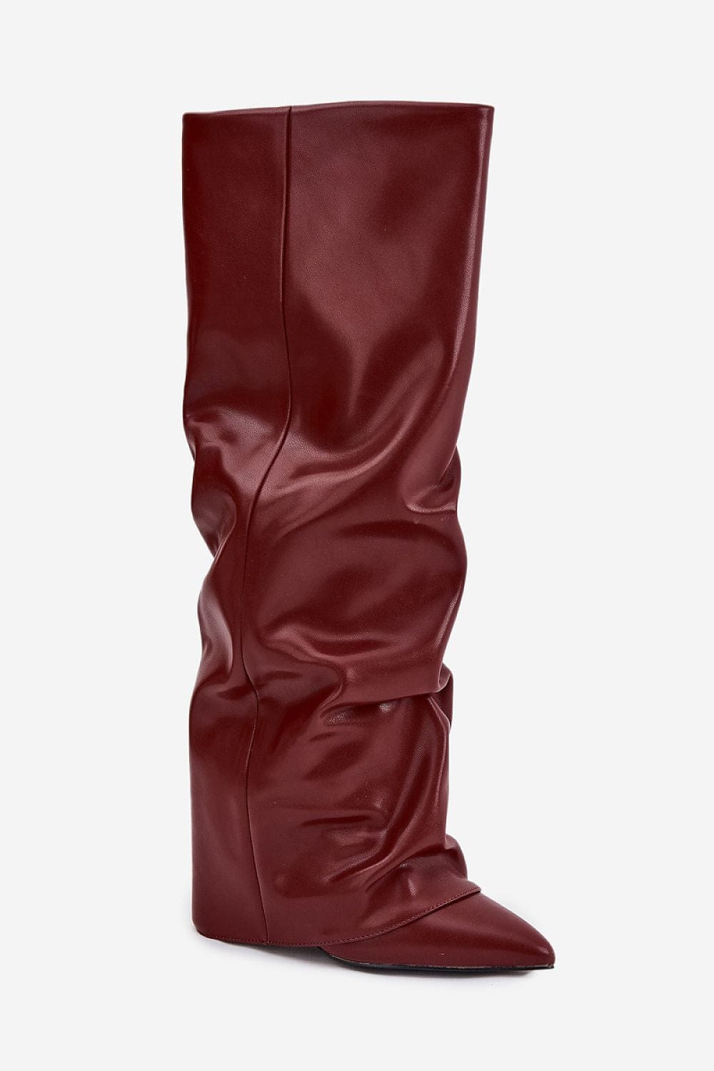 Rolled Shaft Heel Boots Women Pillar - ShalayeFashion